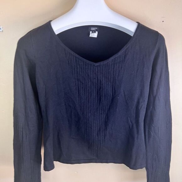 Philippe Adec Paris Womens Beaded Black Silk Cashmere‎ Blend Sweater Size Large - Picture 1 of 6